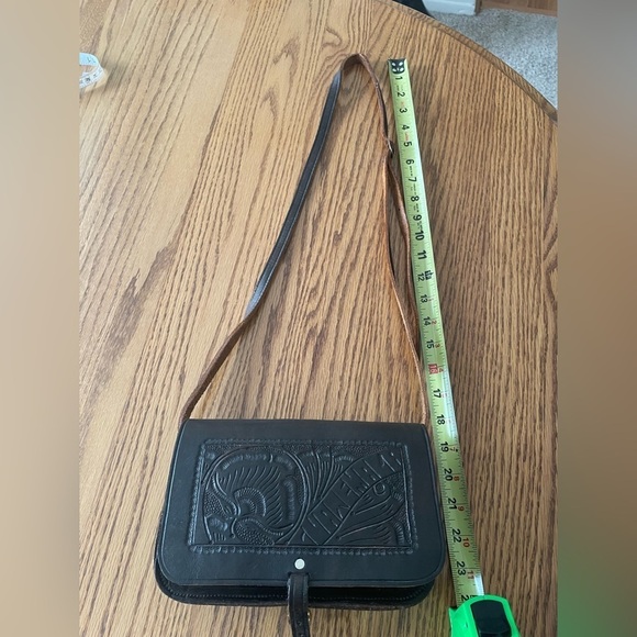 Vintage Brown Leather Hand Made Crossbody Purse - Picture 8 of 15